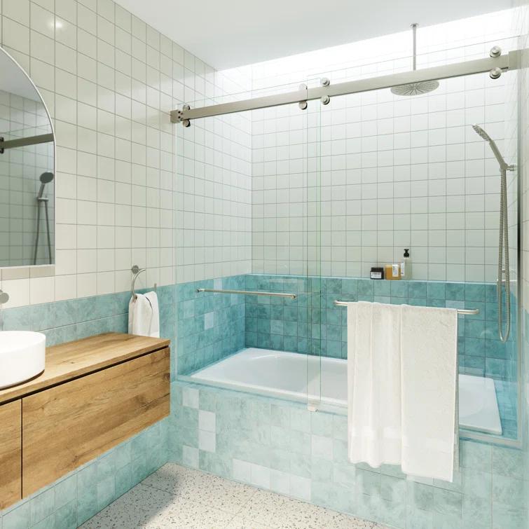 Polaris 60 in. x 66 in. Fully Frameless Sliding Bypass Bathtub Door