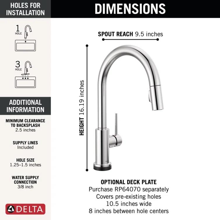 Trinsic Pull Down Sprayer Touch and Voice Control Kitchen Sink Faucet, Touch Control Kitchen Faucet