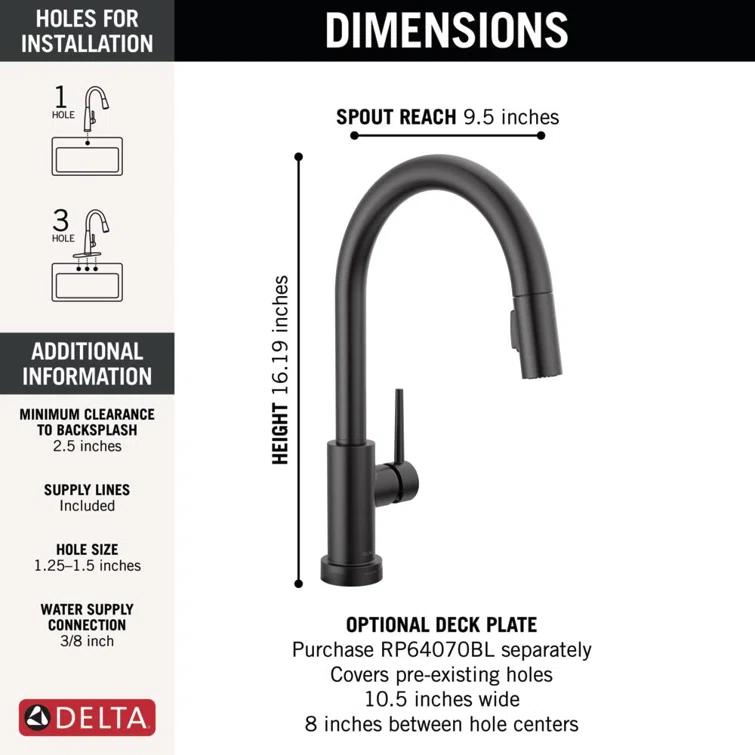 Trinsic Pull Down Sprayer Touch and Voice Control Kitchen Sink Faucet, Touch Control Kitchen Faucet