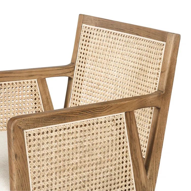Toasted Parawood & Brass Swivel Bar Stool with Linen-Blend Seat