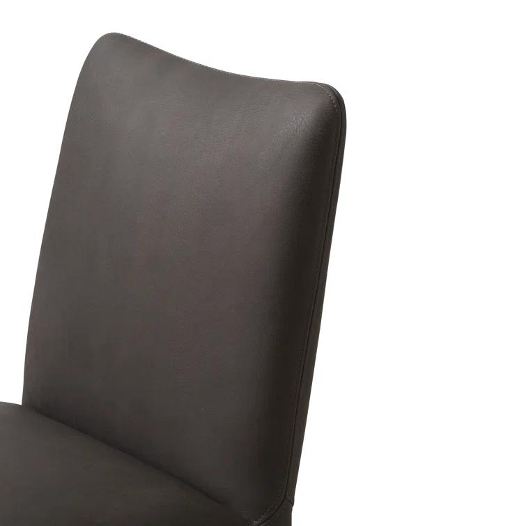 Heritage Graphite Top Grain Leather Counter Stool with Iron Legs