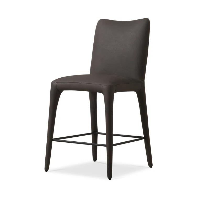Heritage Graphite Top Grain Leather Counter Stool with Iron Legs