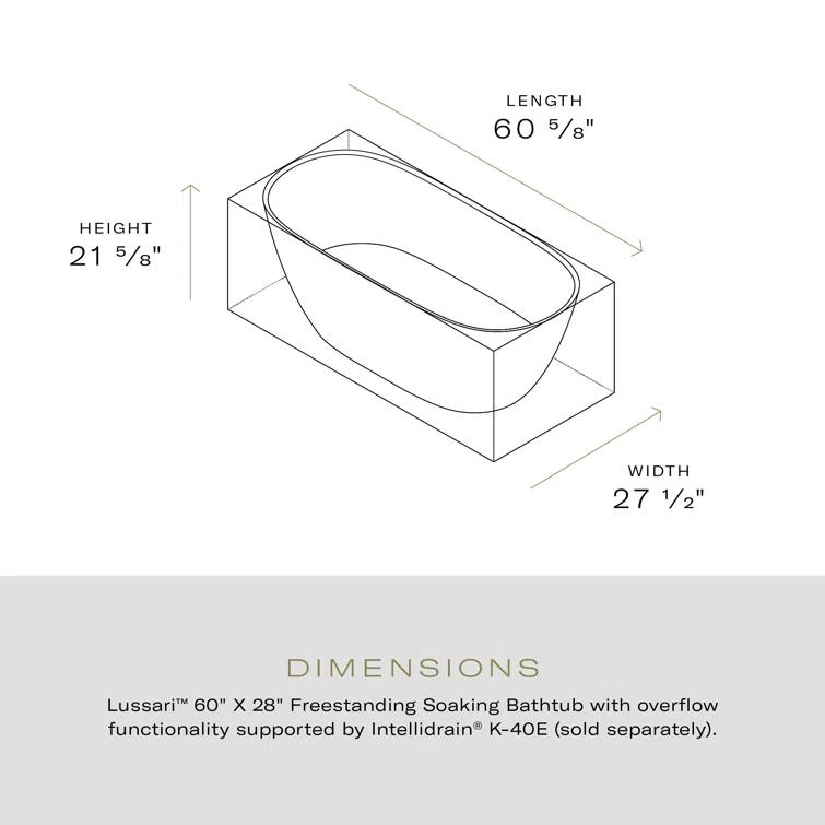 Lussari 60" x 28" Freestanding Soaking Bathtub