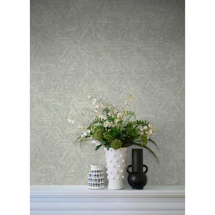 Sea Green Geometric Non-Pasted Washable Wallpaper