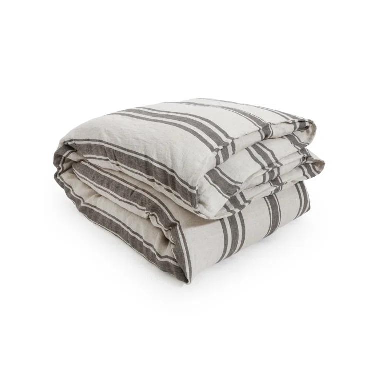Jackson Linen Duvet by Pom Pom at Home - Flax and Midnight / King