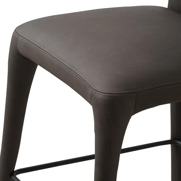 Heritage Graphite Top Grain Leather Counter Stool with Iron Legs