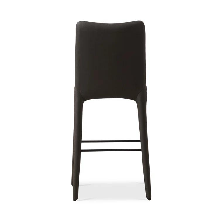 Heritage Graphite Top Grain Leather Counter Stool with Iron Legs