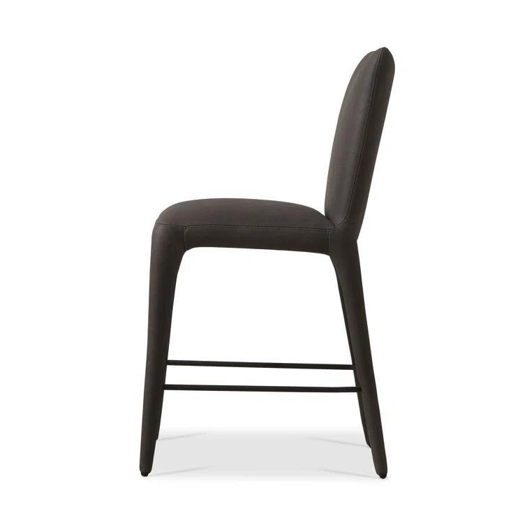 Heritage Graphite Top Grain Leather Counter Stool with Iron Legs