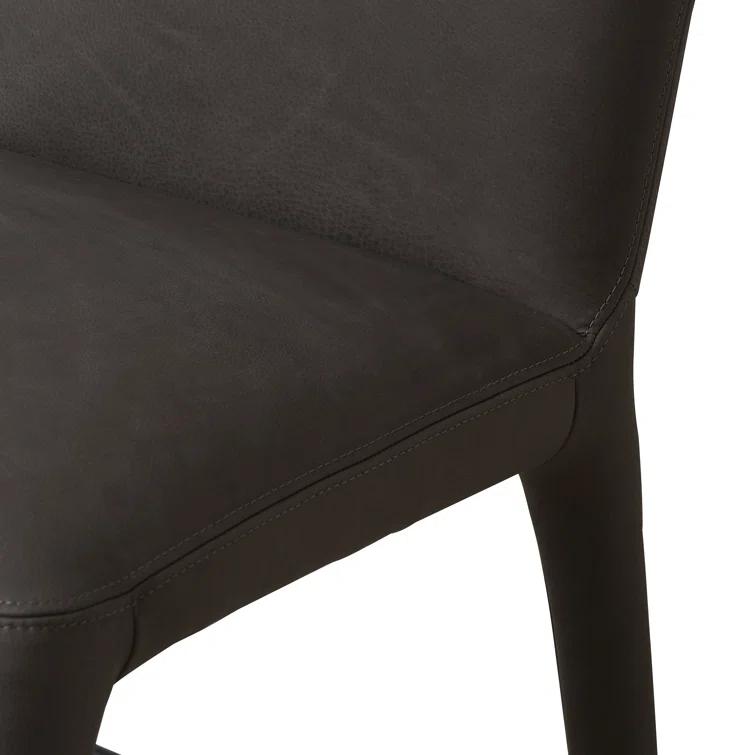 Heritage Graphite Top Grain Leather Counter Stool with Iron Legs