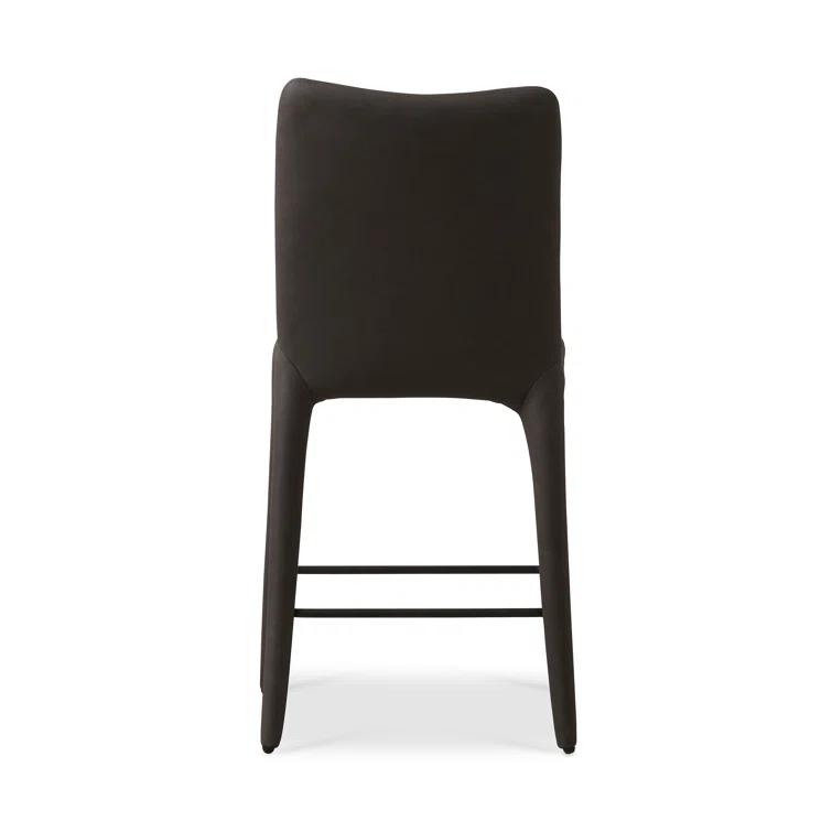 Heritage Graphite Top Grain Leather Counter Stool with Iron Legs