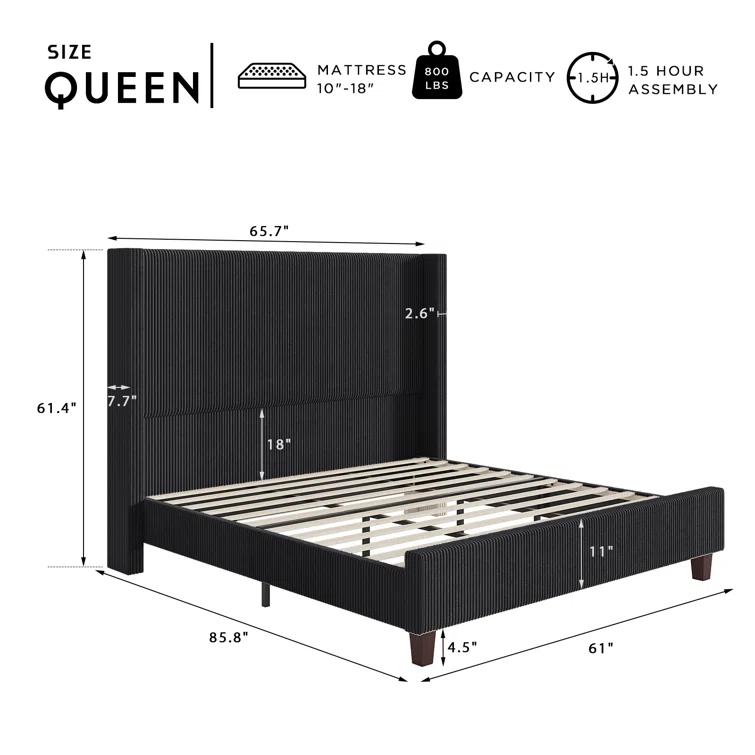 Dunwoody Upholstered Wingback Platform Bed