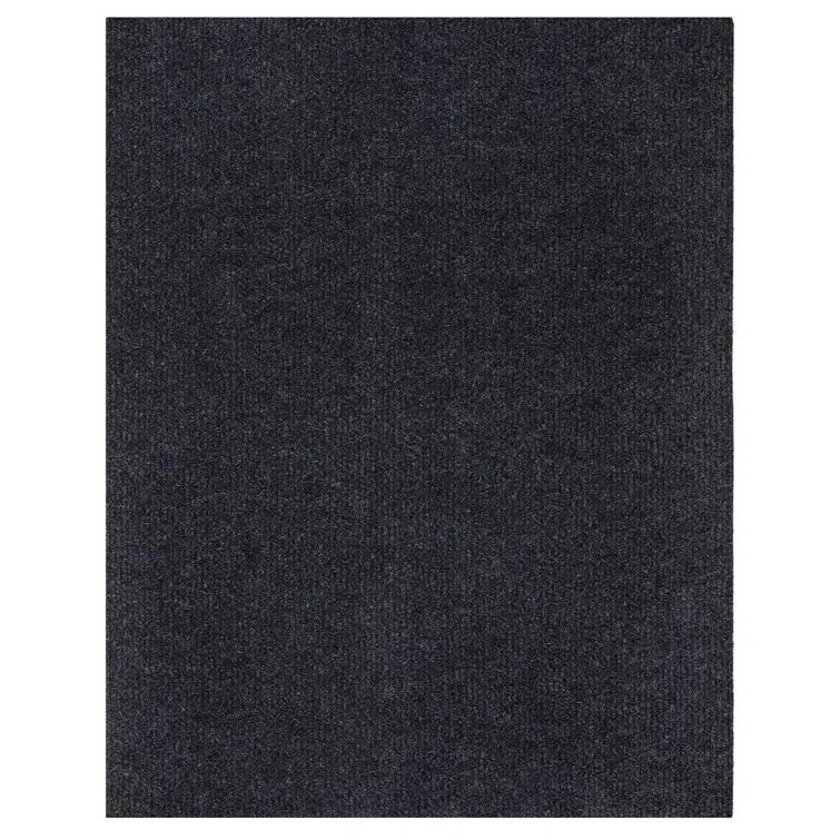 Ottomanson Stepwell Collection Utility Ribbed Garage Mat/Patio/Long Hallway Runner Rug, Black