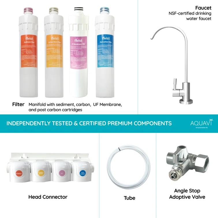 AQUAVI TUUM411 Aquavi Twist 4-Stage Filtration Mineral Under Sink Water Filtration System