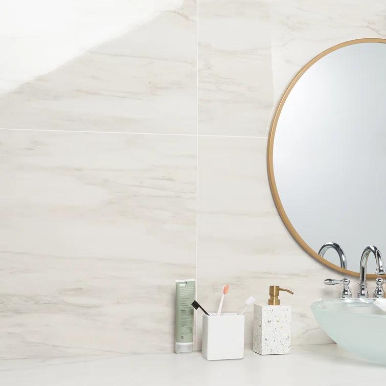 24" x 24" Polished Marble Look Porcelain Floor and Wall Tile (15.5 Sq. Ft. / Case)