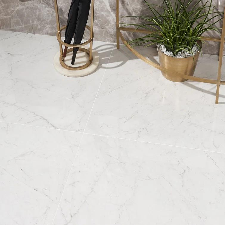 24" x 24" Polished Marble Look Porcelain Floor and Wall Tile (15.5 Sq. Ft. / Case)
