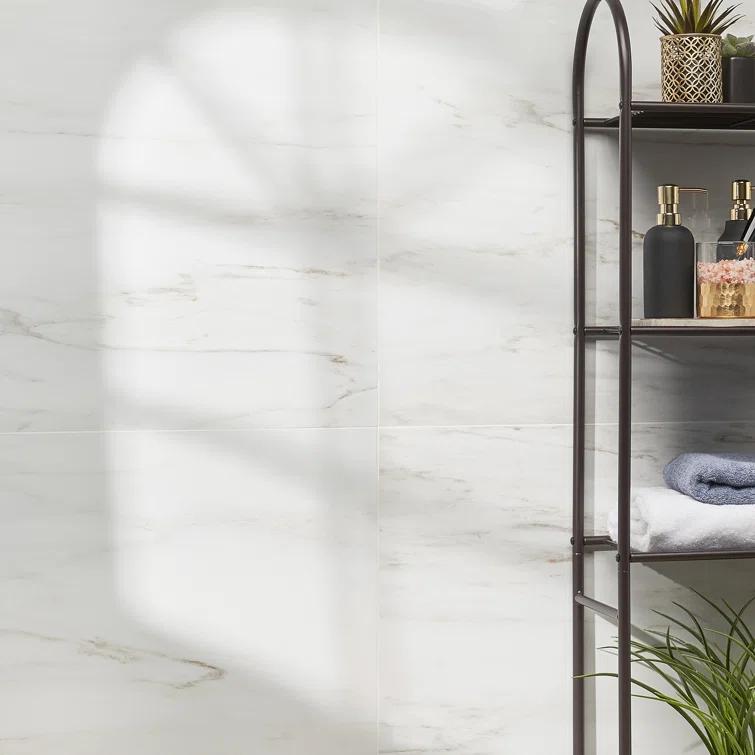 Large Format 24" x 47" Polished Marble Look Porcelain Floor and Wall Tile (15.5 Sq. Ft. / Case)