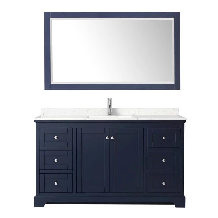 Wyndham Collection Avery 60'' Single Bathroom Vanity with Marble Top with Mirror