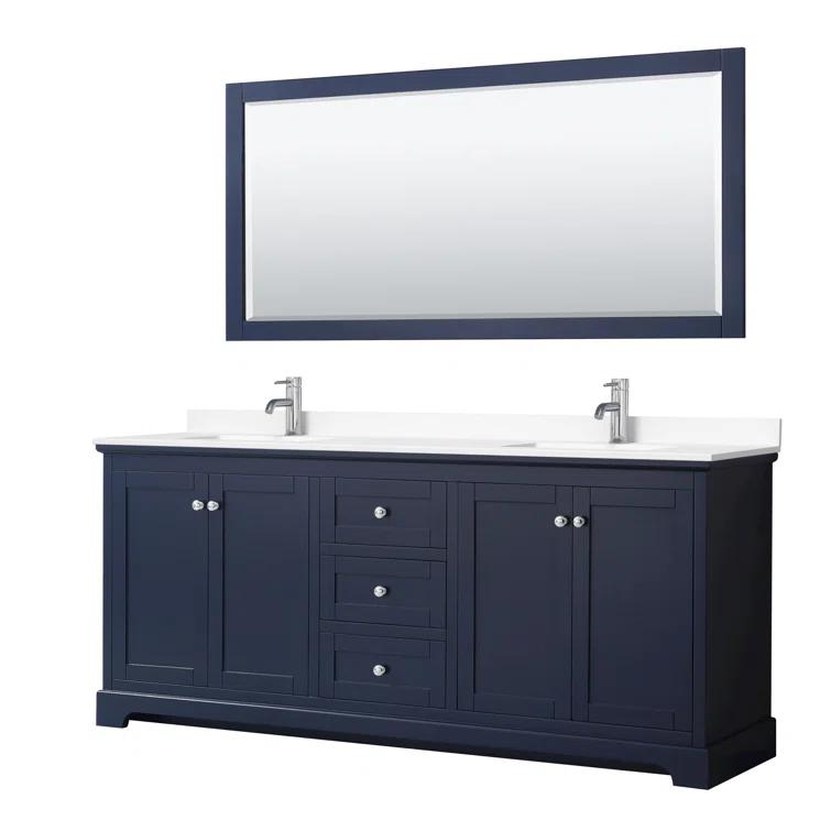 Wyndham Collection Avery 80'' Double Bathroom Vanity with Marble Top with Mirror