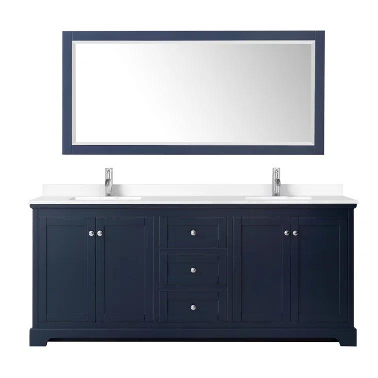Wyndham Collection Avery 80'' Double Bathroom Vanity with Marble Top with Mirror