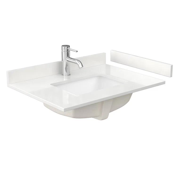 Wyndham Collection Beckett 30" Freestanding Single Bathroom Vanity with Quartz Top