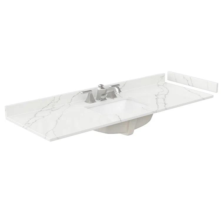 Wyndham Collection Beckett 60" Freestanding Single Bathroom Vanity with Quartz Top