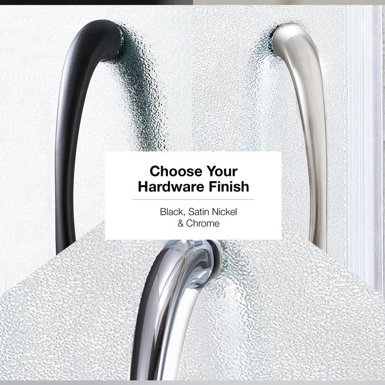 OVE Decors Breeze 40 in. Framed Round Shower Kit w/ Frosted Glass, Base, Wall in Chrome Finish