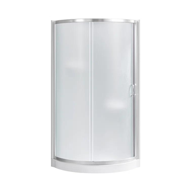 Ove Decors 15SKA-BREF34-SATAC OVE Decors Breeze 35 in. Round Shower Kit w/ Frosted, Base, Wall