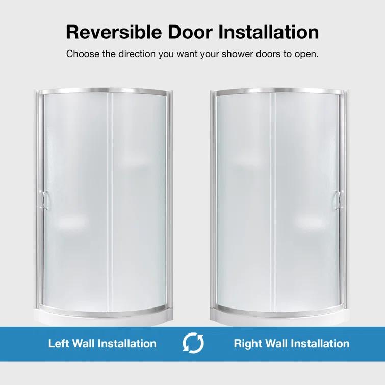 Ove Decors 15SKA-BREF34-SATAC OVE Decors Breeze 35 in. Round Shower Kit w/ Frosted, Base, Wall