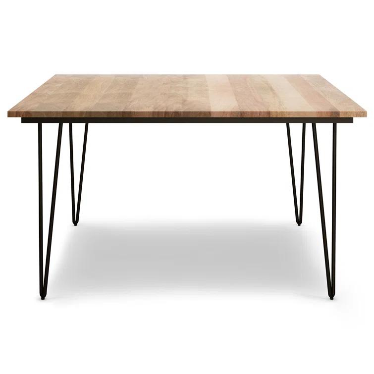 Hunter Solid Mango Wood Dining Table, Industrial Style with Hairpin Legs, Seats 6