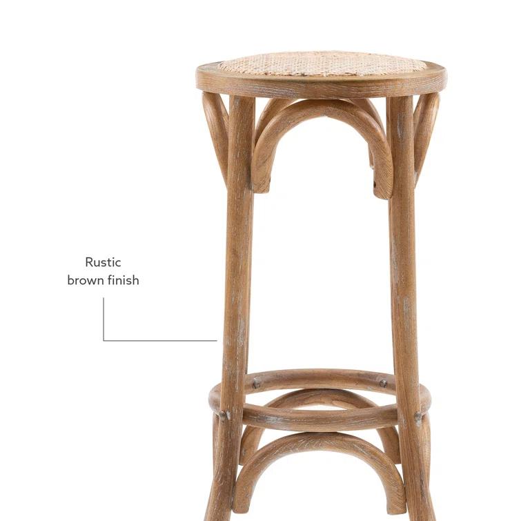 Dovecove Rae Round Rattan Seat Counter Stool with Solid Wood Frame