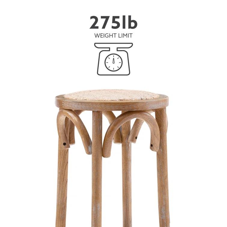Dovecove Rae Round Rattan Seat Counter Stool with Solid Wood Frame