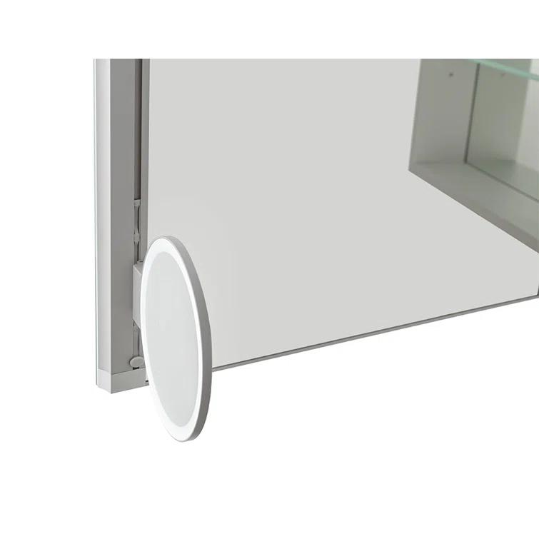 Royale Medicine Cabinet with Electrical Outlets, Defogger, Adjustable LED 3X Magnifying Mirror.