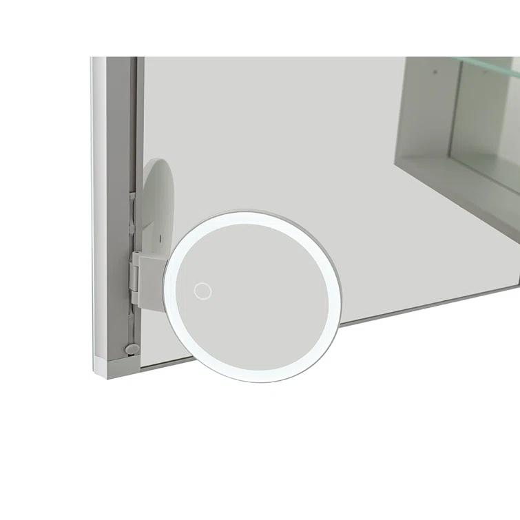Royale Medicine Cabinet with Electrical Outlets, Defogger, Adjustable LED 3X Magnifying Mirror.