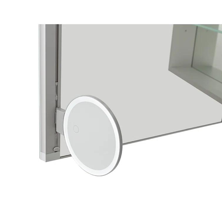 Royale Medicine Cabinet with Electrical Outlets, Defogger, Adjustable LED 3X Magnifying Mirror.