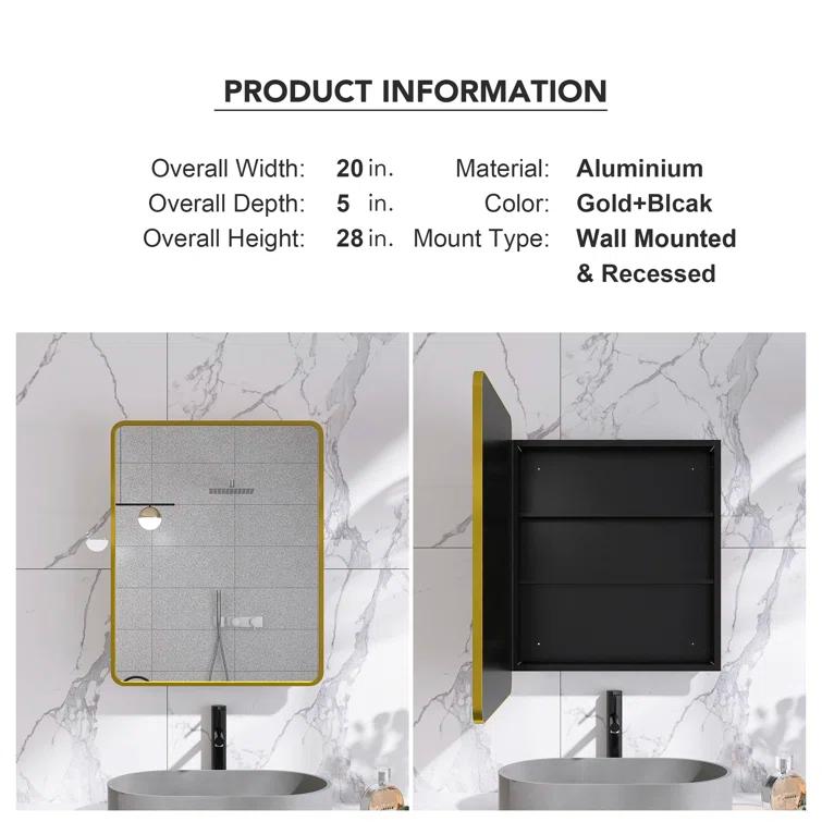 Medicine Cabinet with Mirror 2 Shelves