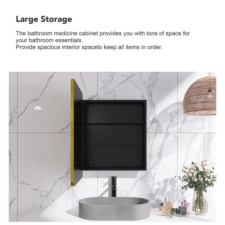 Medicine Cabinet with Mirror 2 Shelves