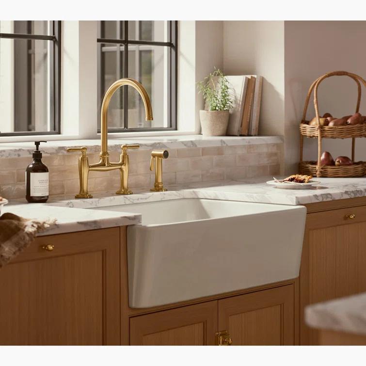 Edalyn by Studio McGee Two-Hole Bridge Kitchen Sink Faucet with Side Sprayer