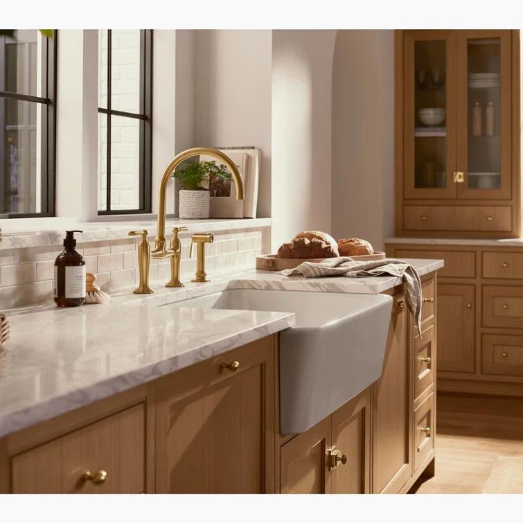 Edalyn by Studio McGee Two-Hole Bridge Kitchen Sink Faucet with Side Sprayer