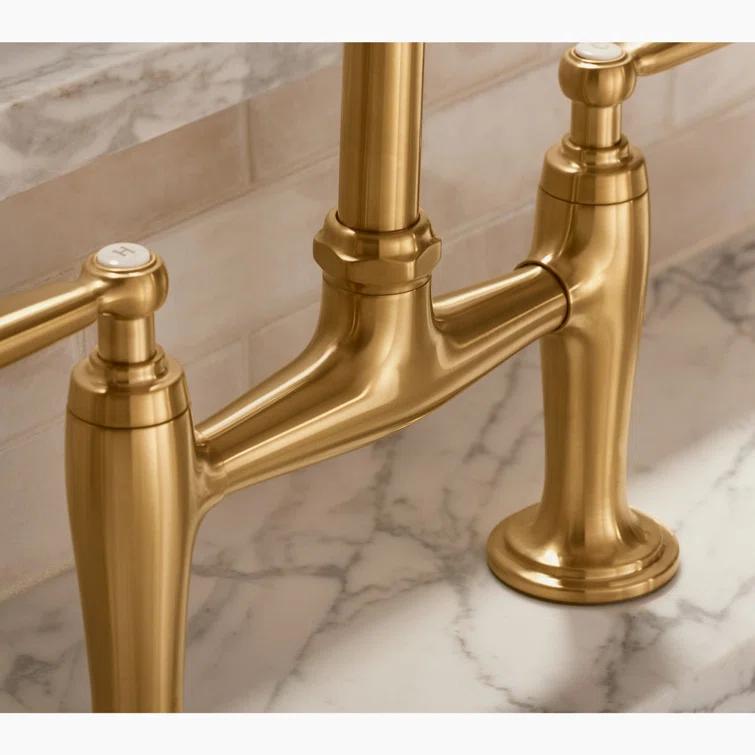 Edalyn by Studio McGee Two-Hole Bridge Kitchen Sink Faucet with Side Sprayer