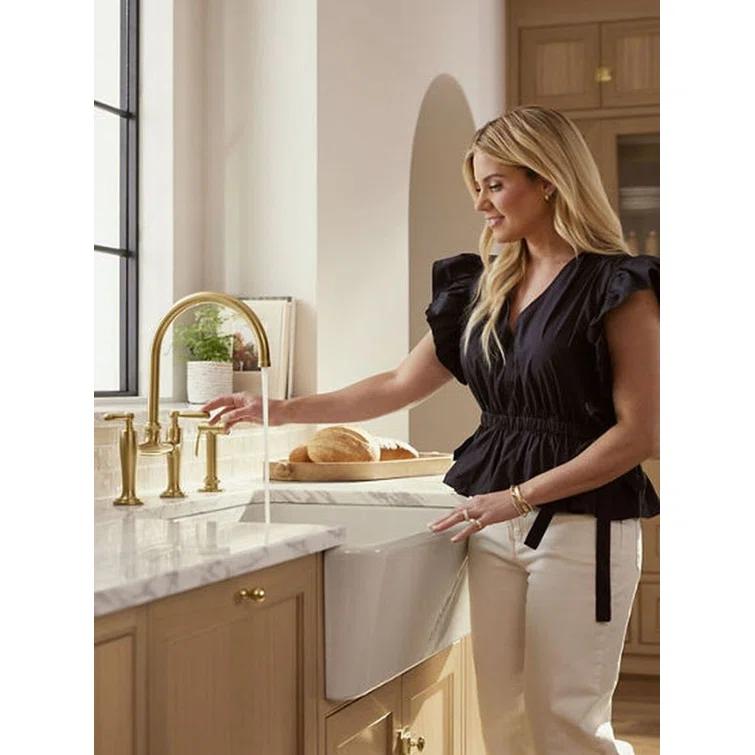 Edalyn by Studio McGee Two-Hole Bridge Kitchen Sink Faucet with Side Sprayer