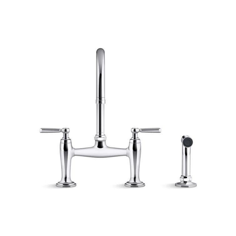 Edalyn by Studio McGee Two-Hole Bridge Kitchen Sink Faucet with Side Sprayer