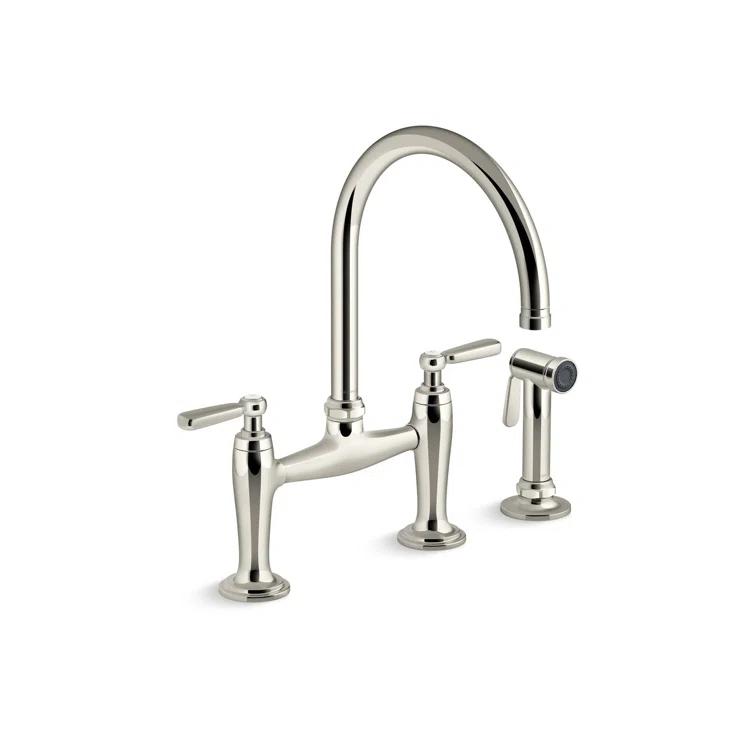 Edalyn by Studio McGee Two-Hole Bridge Kitchen Sink Faucet with Side Sprayer