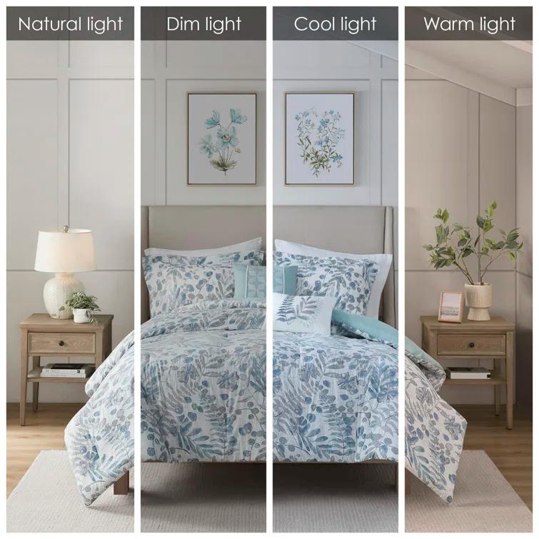 Madison Park Bonnie 5 Piece Seersucker Comforter Set with Throw Pillows