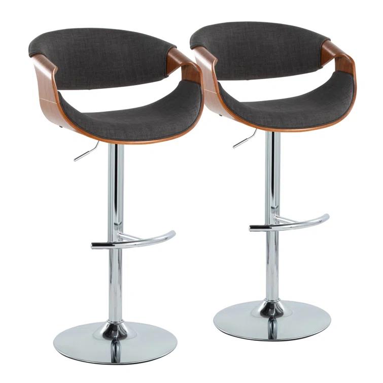 Swivel Upholstered Adjustable Height Counter Stool with Metal Frame