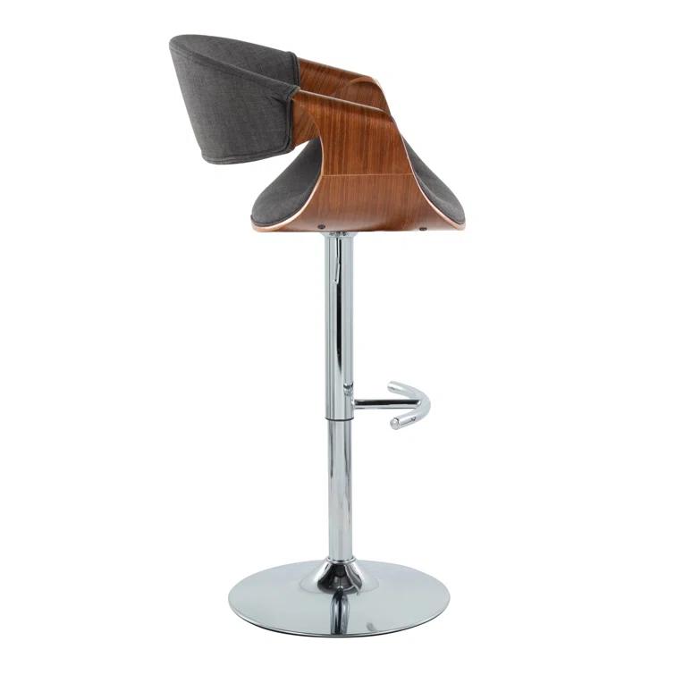 Swivel Upholstered Adjustable Height Counter Stool with Metal Frame