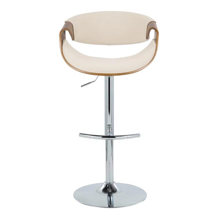 Swivel Upholstered Adjustable Height Counter Stool with Metal Frame