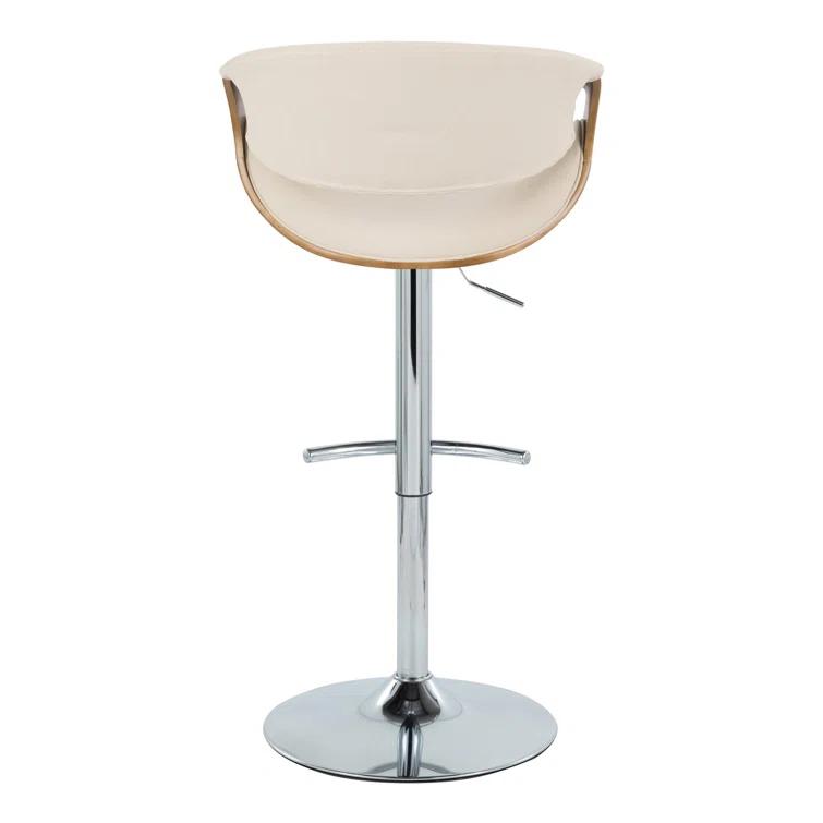 Swivel Upholstered Adjustable Height Counter Stool with Metal Frame