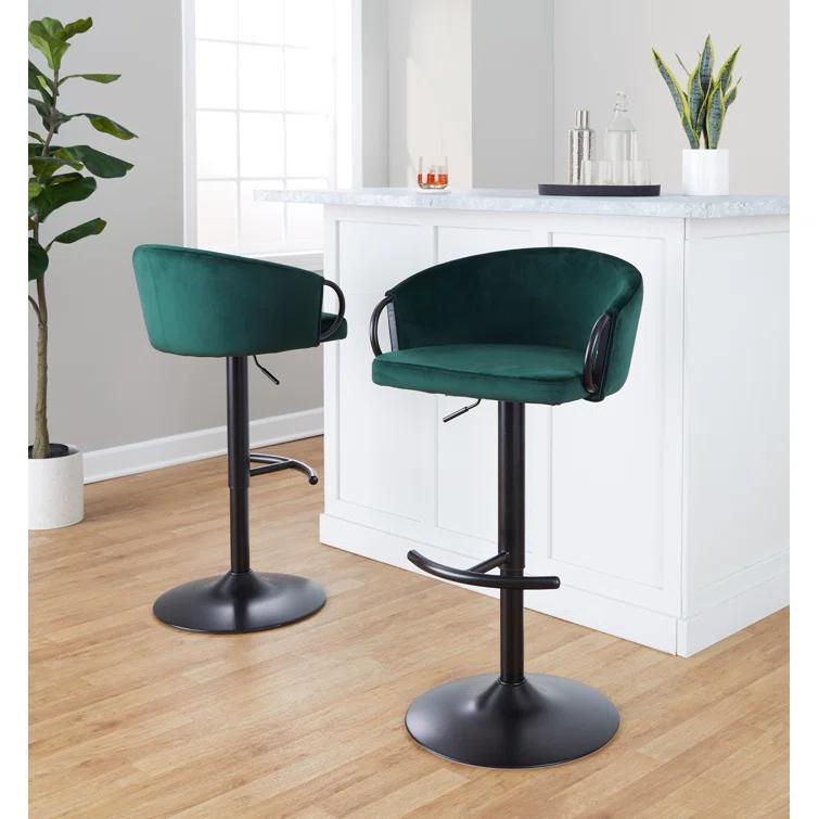 LumiSource Swivel Upholstered Adjustable Height Counter Stool with Metal Frame