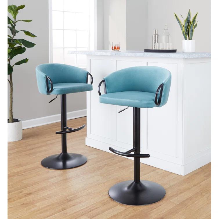 LumiSource Swivel Upholstered Adjustable Height Counter Stool with Metal Frame
