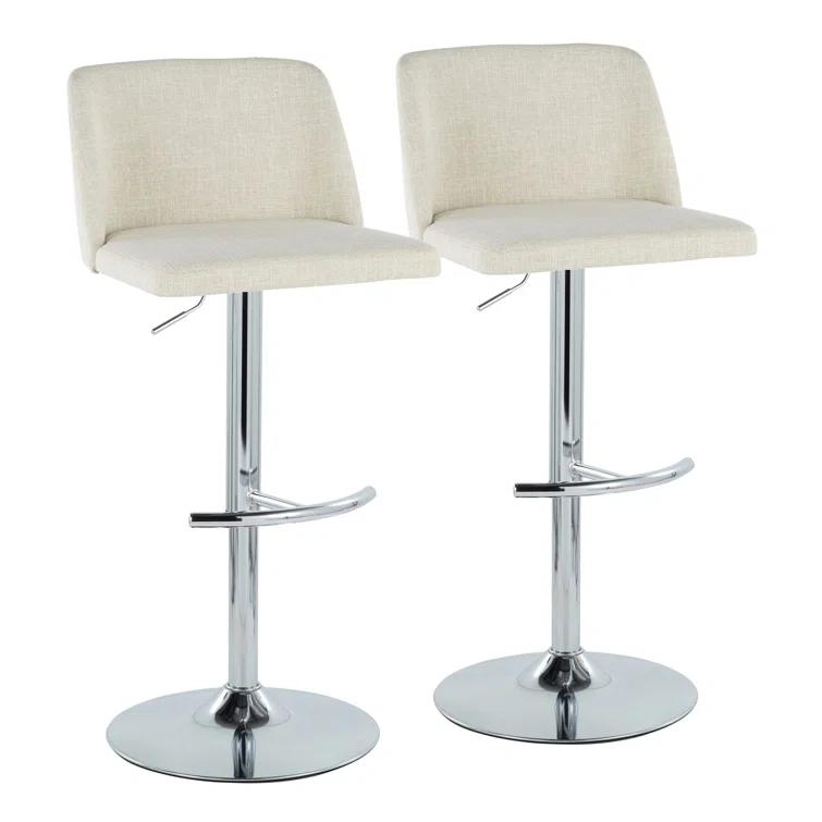 Swivel Upholstered Adjustable Height Counter Stool with Metal Frame